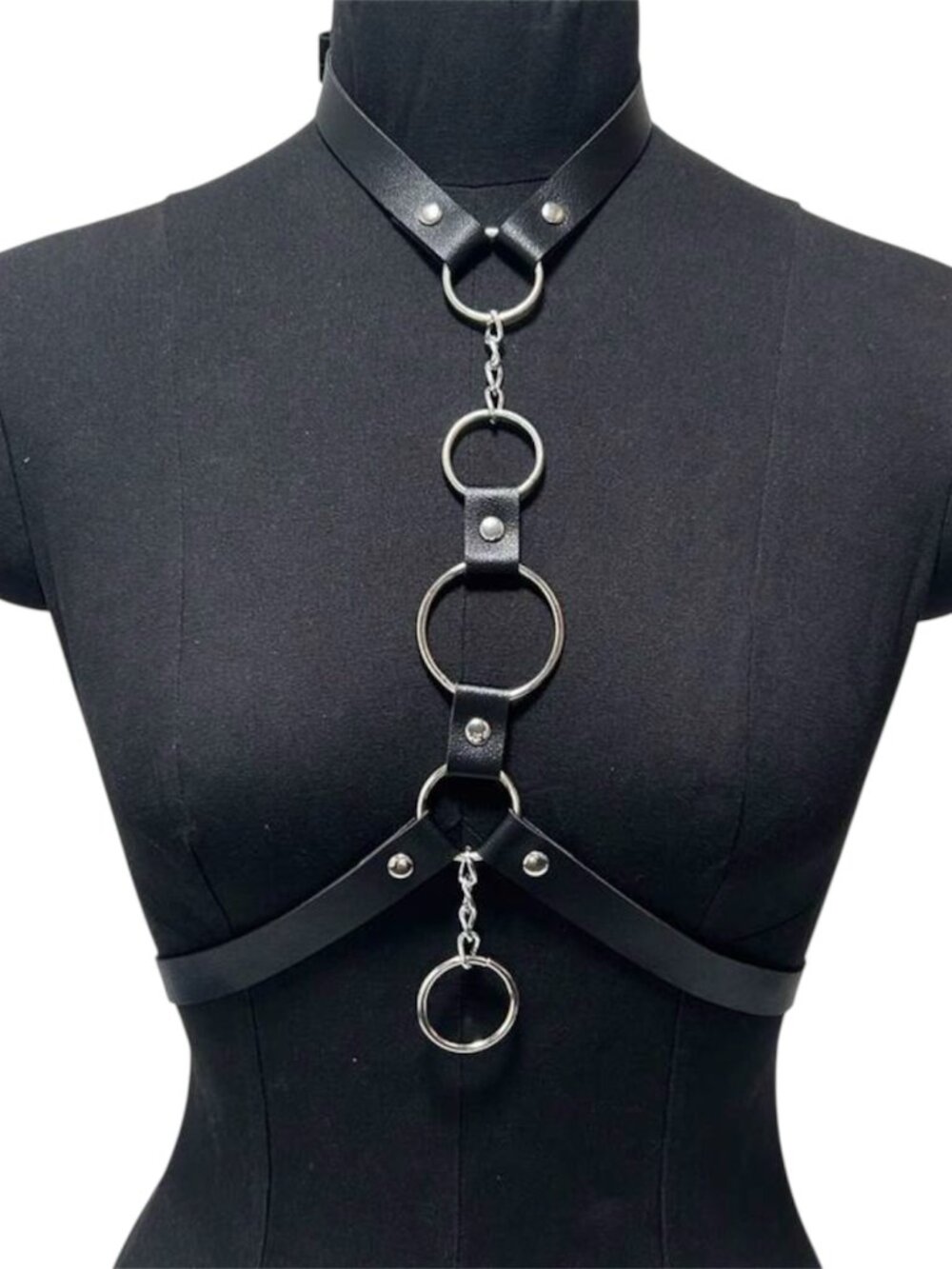 Women Black PU Leather Adjustable Body Harness